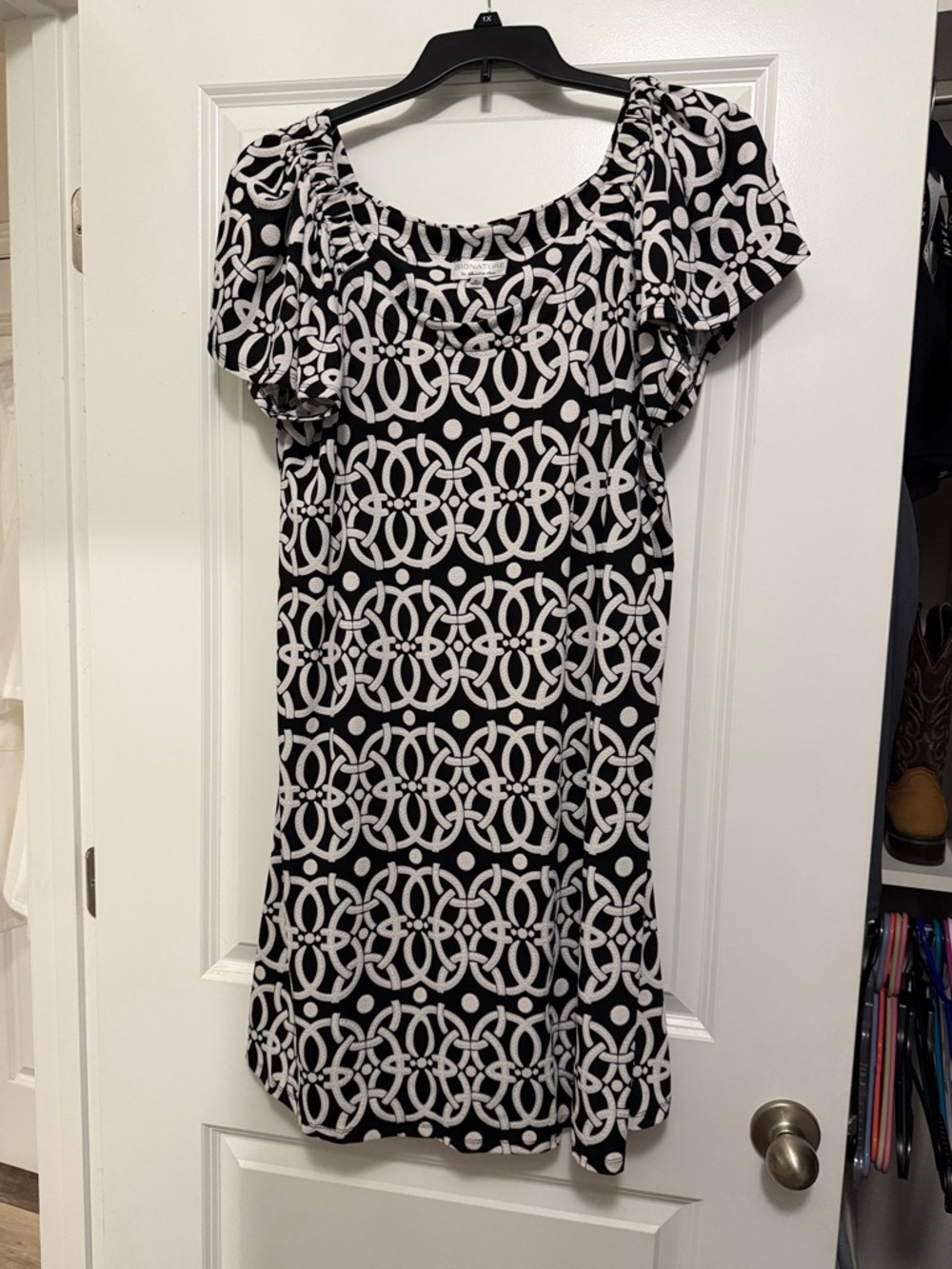 Signature by Robbie Bee Black & White Geometric Dress